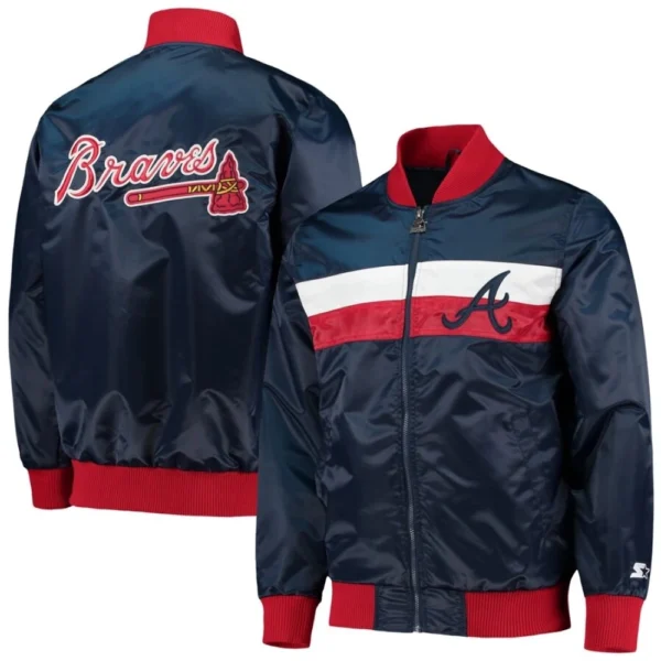 Navy Atlanta Braves The Ambassador Varsity Satin Ja