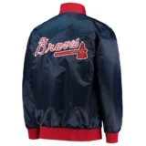 Navy Atlanta Braves The Ambassador Varsity Satin Jacke