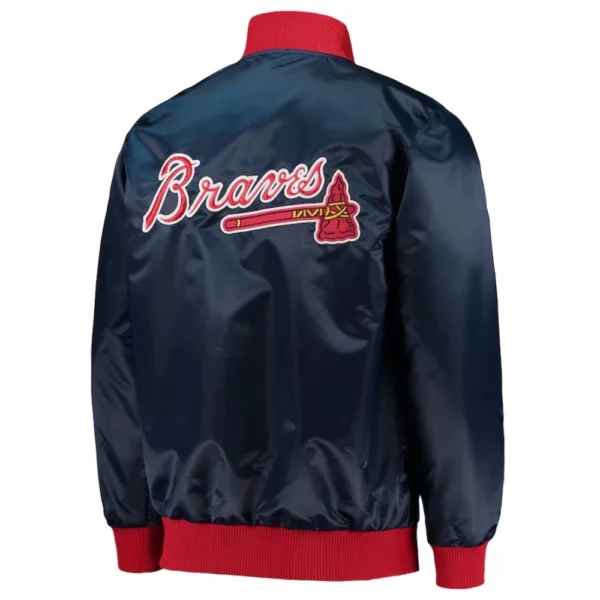 Navy Atlanta Braves The Ambassador Varsity Satin Jacke