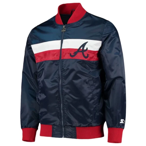 Navy Atlanta Braves The Ambassador Varsity Satin Jacket