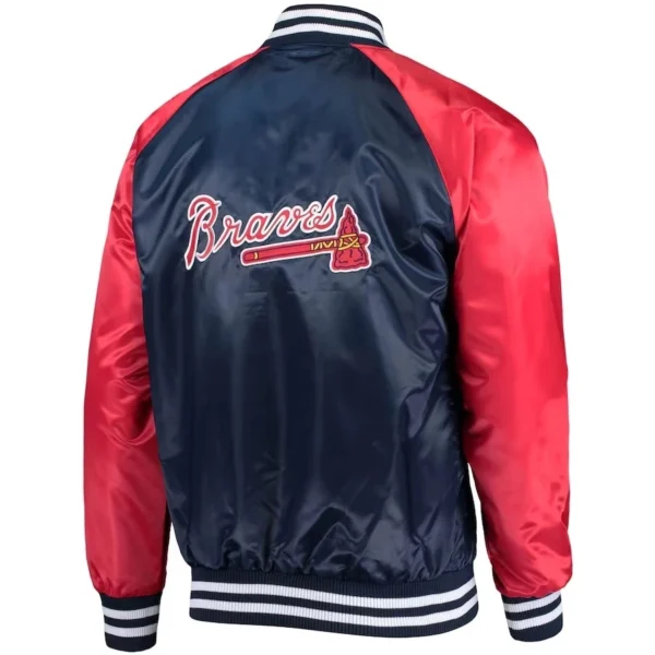 Navy-Red Atlanta Braves Lead Off Full-Snap Varsity Satin Jacke