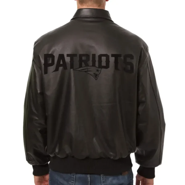 New England Patriots Black Tonal Leather Varsity Jacket
