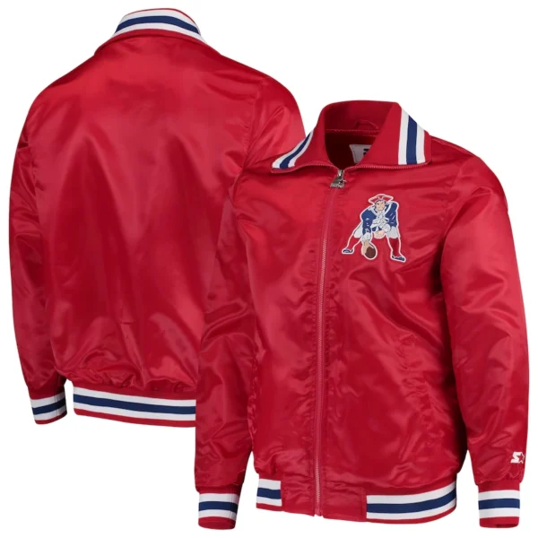 New England Patriots Captain Red Red Satin Varsity Jacket