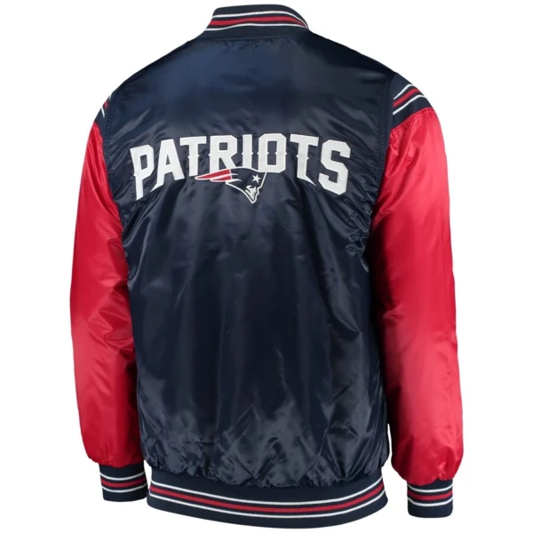 New England Patriots Enforcer Full-Snap Navy/Red Satin Varsity Jacket