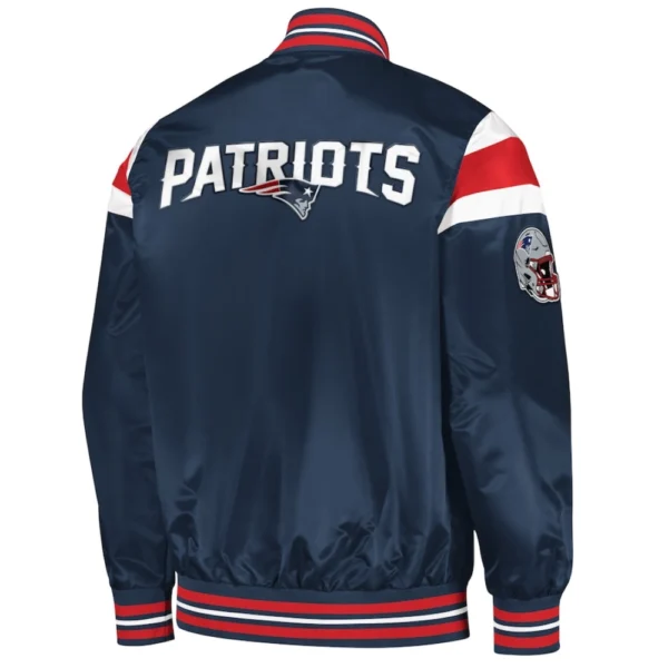 New England Patriots Full-Snap Navy Satin Varsity Jacket