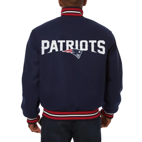 New England Patriots Handmade Navy Wool Varsity Jacket