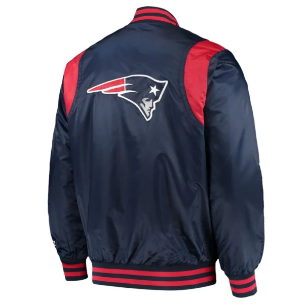 New England Patriots Prime Time Full-Snap Navy Satin Varsity Jacket