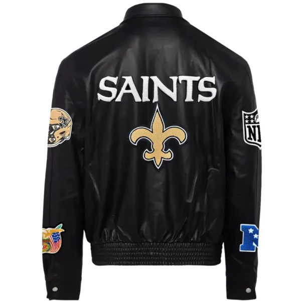 New Orleans Saints Jeff Hamilton Leather Varsity Jacket