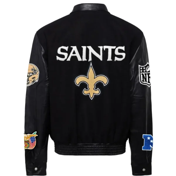 New Orleans Saints Jeff Hamilton Wool & Leather Varsity Jacket