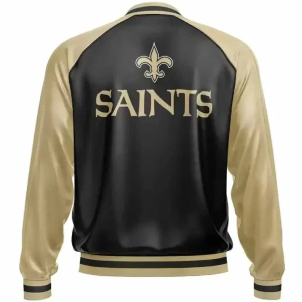 New Orleans Saints Leather Varsity Zipper Jacket