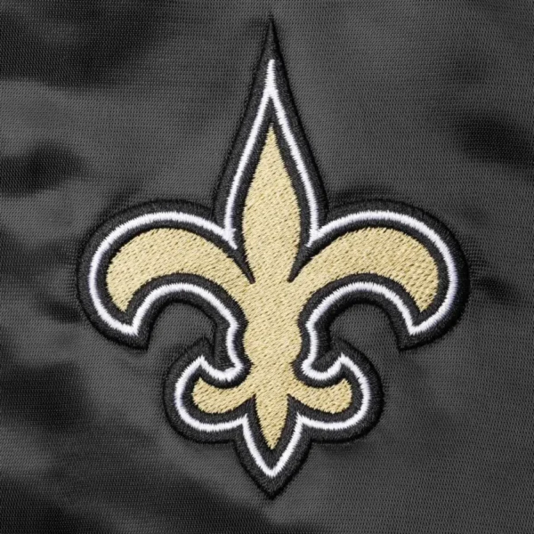 New Orleans Saints Locker Room Satin Varsity Jacket – Black