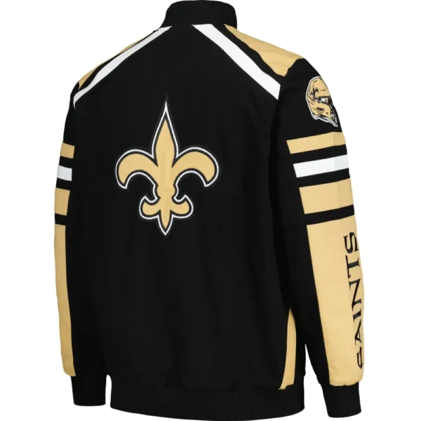 New Orleans Saints Logo Black & Golden Satin Varsity Jacket