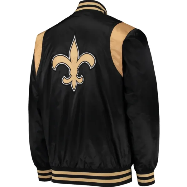 New Orleans Saints Logo Black Satin Varsity Jacket