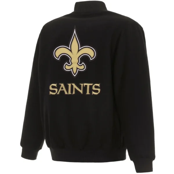 New Orleans Saints Logo Black Wool Varsity Jacket