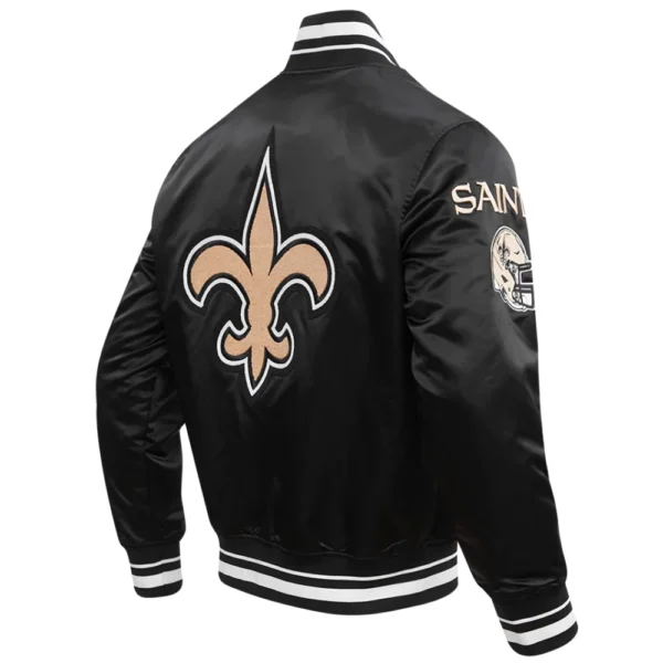 New Orleans Saints Mashup Full-Snap Satin Varsity Jacket – Black