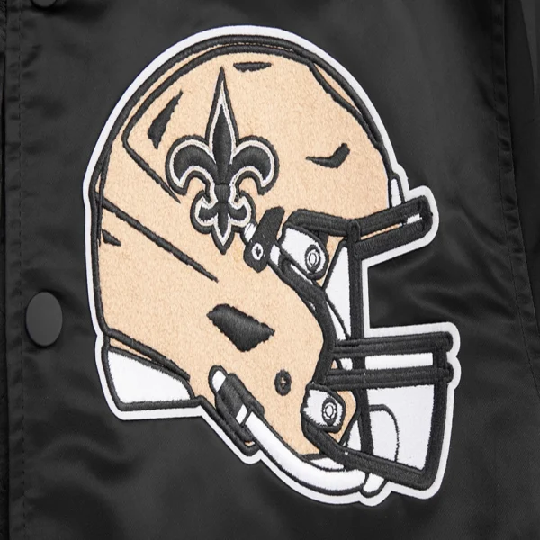 New Orleans Saints Mashup Full-Snap Satin Varsity Jacket – Black