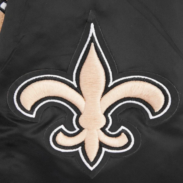 New Orleans Saints Mashup Full-Snap Satin Varsity Jacket – Black