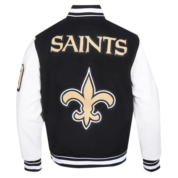 New Orleans Saints Mashup Wool & Leather Varsity Jacket – Black/White