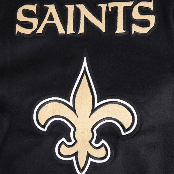 New Orleans Saints Mashup Wool & Leather Varsity Jacket – Black/White