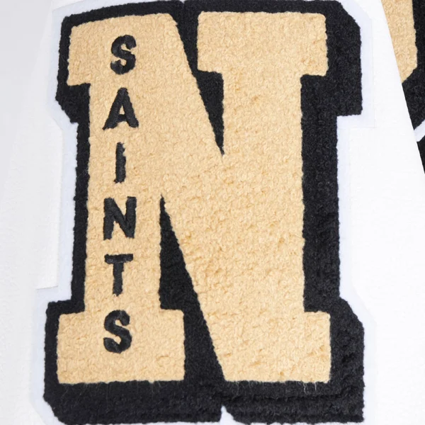 New Orleans Saints Mashup Wool & Leather Varsity Jacket – Black/White