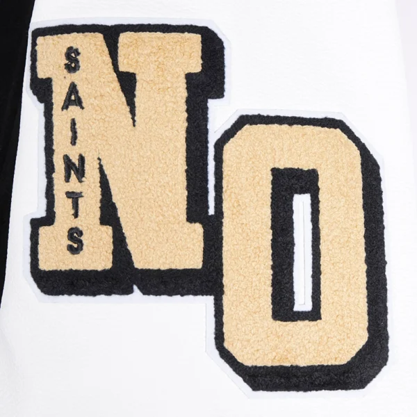 New Orleans Saints Mashup Wool & Leather Varsity Jacket – Black/White