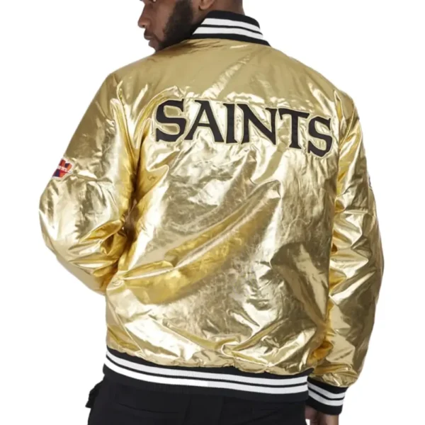 New Orleans Saints Satin Varsity Golden Jacket