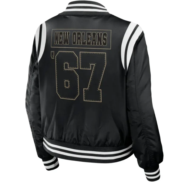 New Orleans Saints Satin Varsity Zipper Jacket