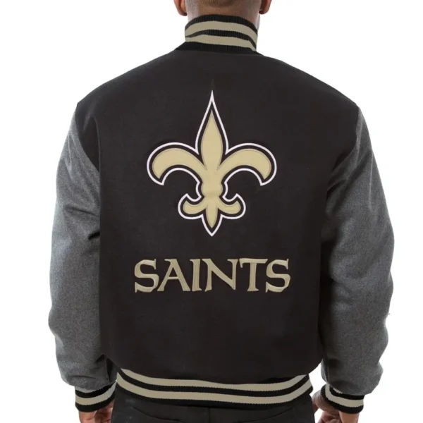 New Orleans Saints Wool Varsity Jacket Black & Gray