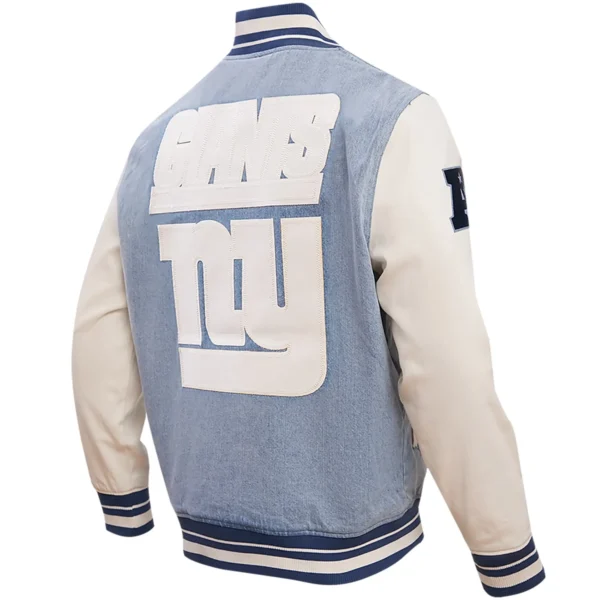 New York Giants Pro Standard Denim & Leather Varsity Jacket