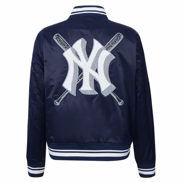 New York Yankees Mashup Women’s Full-Snap Satin Varsity Navy Jacket