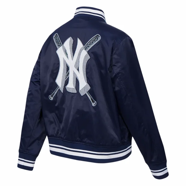 New York Yankees Mashup Women’s Full-Snap Satin Varsity Navy Jacket