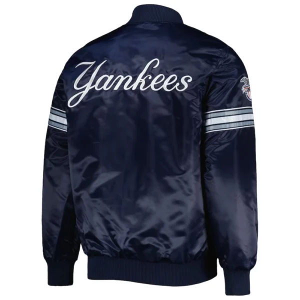 New York Yankees Pick & Roll Full-Snap Navy Satin Varsity Jacket