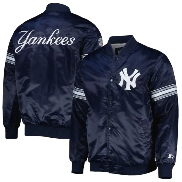 New York Yankees Pick & Roll Full-Snap Navy Satin Varsity Jacket
