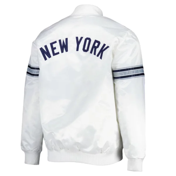 New York Yankees Power Forward Full-Snap Satin Varsity White Jacket