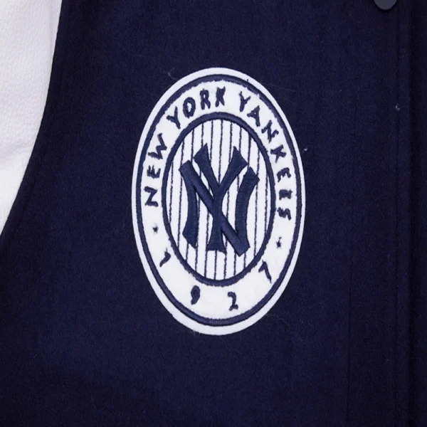 New York Yankees Retro Classic Women’s Navy/White Wool & Leather Varsity Jacket