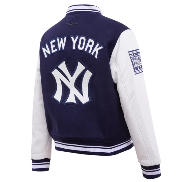 New York Yankees Retro Classic Women’s Navy/White Wool & Leather Varsity Jacket