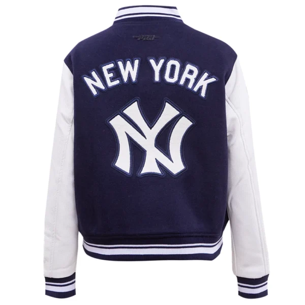 New York Yankees Retro Classic Women’s Navy/White Wool & Leather Varsity Jacket