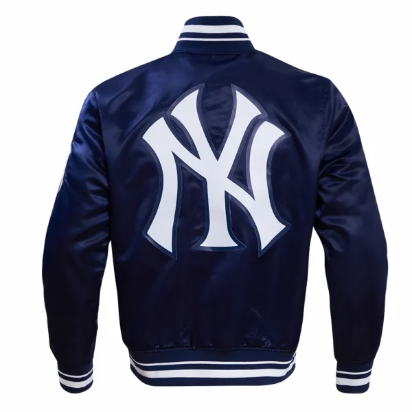 New York Yankees Script Tail Satin Varsity Navy Jacket