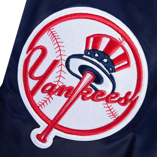 New York Yankees Script Tail Satin Varsity Navy Jacket