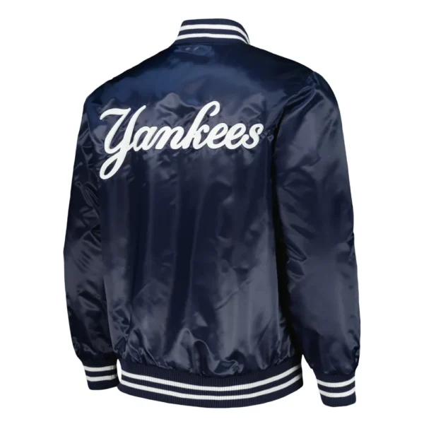 New York Yankees Patch Satin Varsity Jacket – Navy