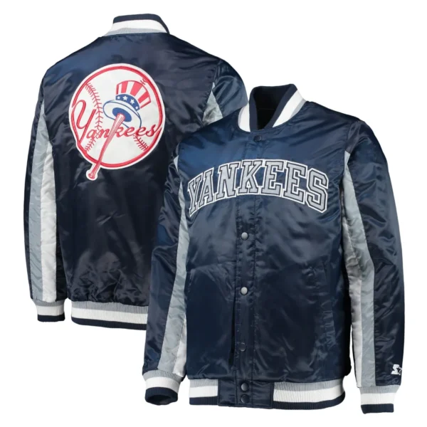 New York Yankees The Ace Navy Satin Varsity Navy Jacket