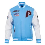 Philadelphia Phillies Blue & White Retro Classic Varsity Jacke