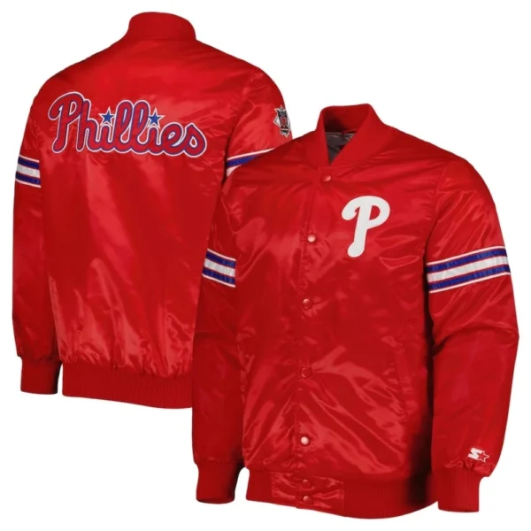 Philadelphia Phillies Full-Snap Pick & Roll Satin Varsity Jac