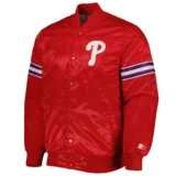 Philadelphia Phillies Full-Snap Pick & Roll Satin Varsity Jacket