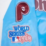 Philadelphia Phillies Full-Snap Retro Classic Blue Satin Varsity J