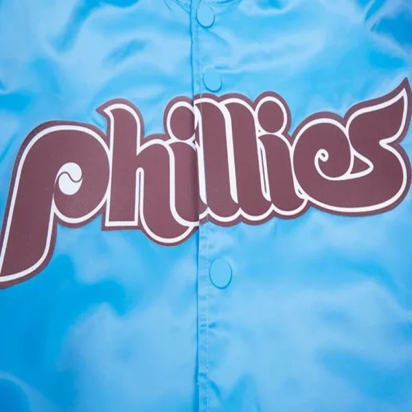 Philadelphia Phillies Full-Snap Retro Classic Blue Satin Varsity Ja