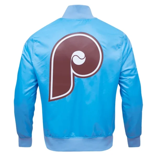 Philadelphia Phillies Full-Snap Retro Classic Blue Satin Varsity Jac