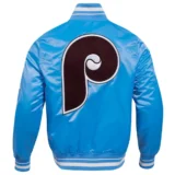 Philadelphia Phillies Full-Snap Retro Classic Satin Varsity Blue Jac