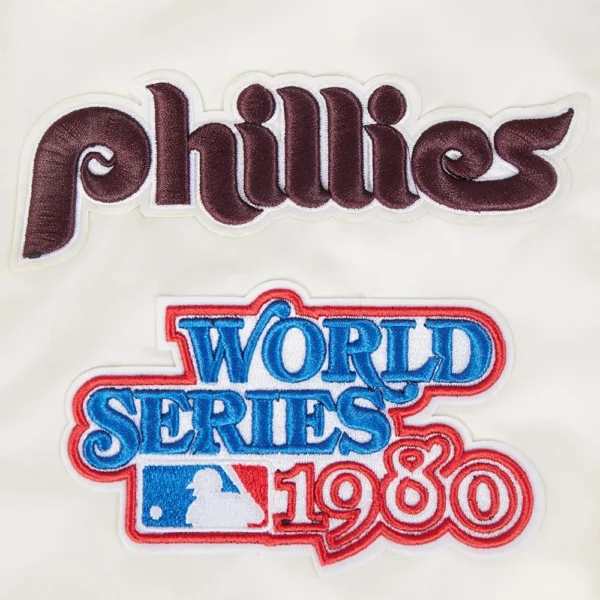 Philadelphia Phillies Full-Snap Retro Classic Satin Varsity White Ja