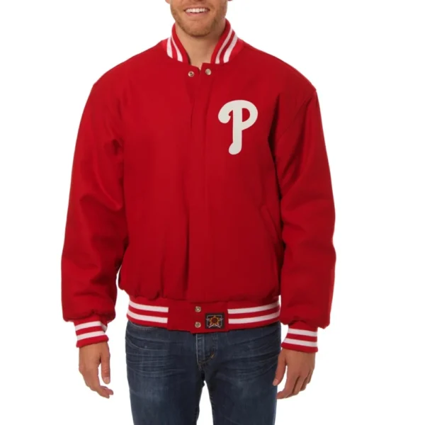 Philadelphia Phillies Handcrafted Logo Wool Jacket Red